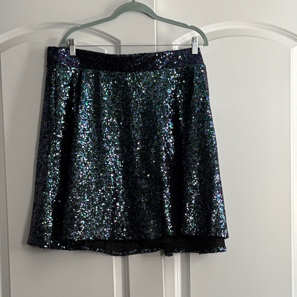 torrid Black Iridescent Sequin Skater Skirt
